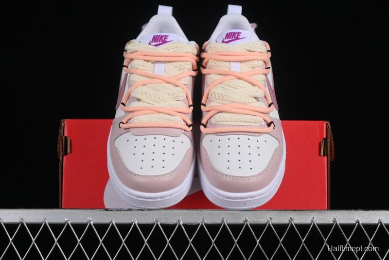 Nike Court Borough Low-Top Slip-Resistant Skate Shoes with Custom Rose Pink Hand-Painted Design - DQ5979-100