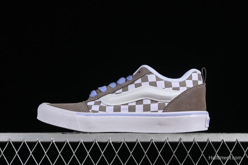 Vans Classics Knu Skool Retro Chunky Sneakers in Light Brown/Lilac Checkerboard - VN0009QC0AK