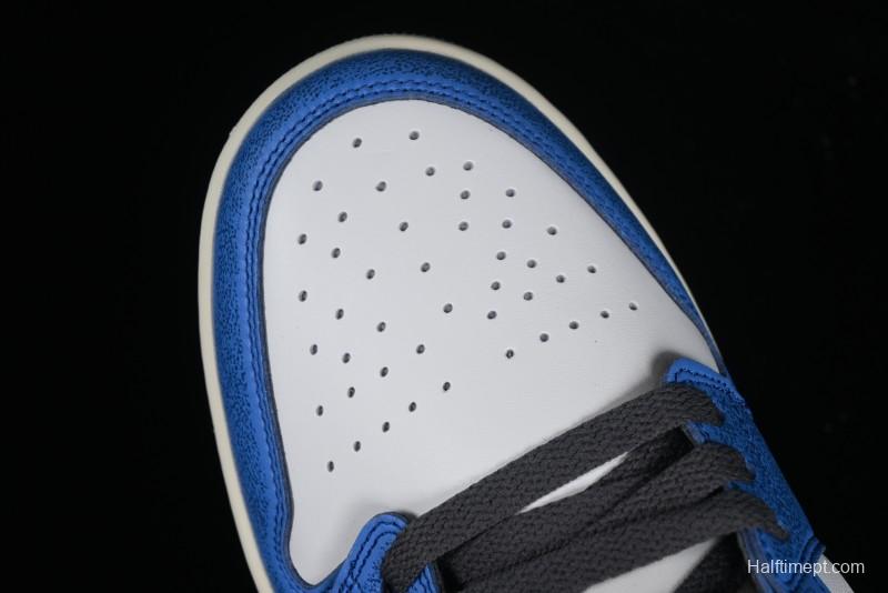 Nike Air Jordan 1 Low Flight Vintage Retro Sneakers in White and Blue - FV8439-104