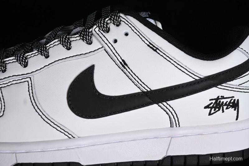 Stussy x Nike Dunk Low SB Skate Shoes in White-Black - FC1688-137