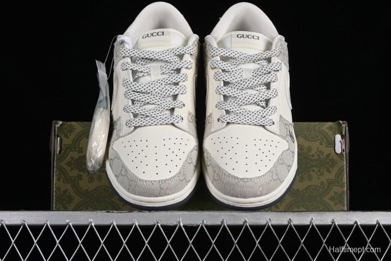 Nike SB Dunk Low Gucci Collaboration - Smoke Grey Anniversary Custom Low-Top Casual Sneakers - CF3688-003