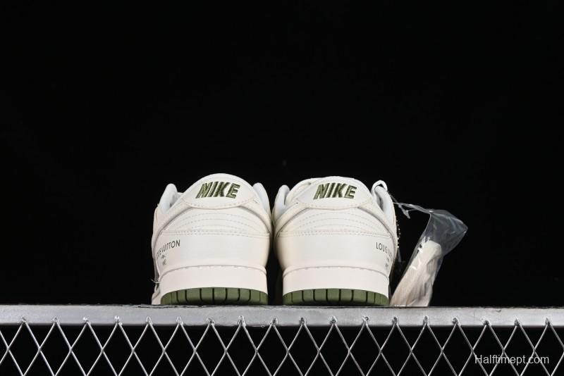 Nike SB Dunk Low LV Collaboration - Beige Olive Green Anniversary Custom Low-Top Casual Skate Shoes - BB8766-211