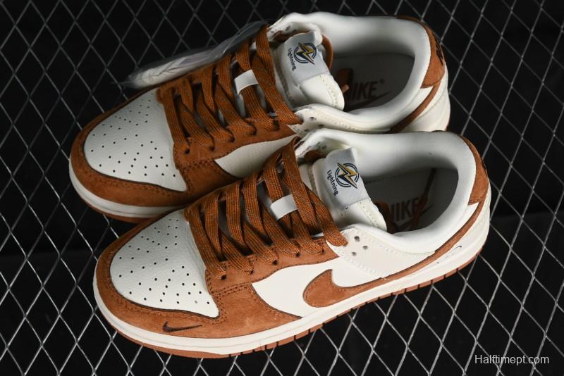 Nike SB Dunk Low Lightning Collaboration - Beige Brown Colorway with Small Brown Swoosh Anniversary High-End Custom Low-Top Casual Skate Shoes - XD1688-031