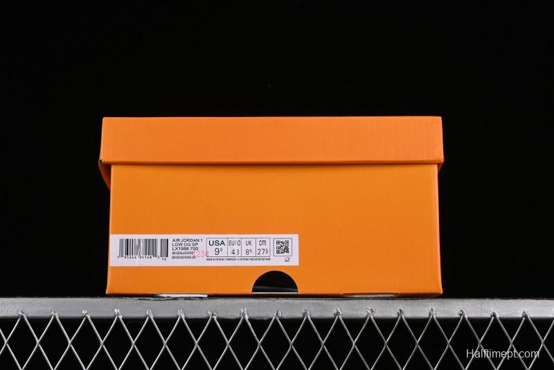 Nike Travis Scott x Fragment Design x Jordan Air Jordan 1 Low OG SP AJ1 LV Beige Black Red Casual Sneakers - LX1988-700