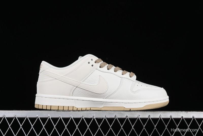Nike SB Dunk Low Collaboration Three Swooshes Beige Gold Colorway Low-Top Casual Skateboarding Shoes - NK5639-326