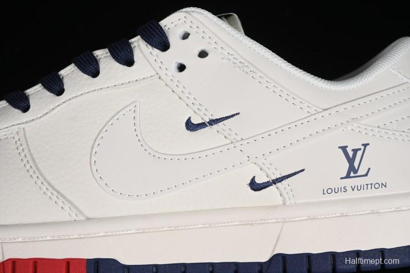 Nike SB Dunk Low LV Collaboration - Beige Red Blue Dual Color Anniversary High-End Custom Low-Top Casual Sneakers - XX2025-333