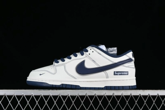 Nike Supreme x SB Dunk Low Collaboration Dark Blue Colorway Low-Top Casual Skate Shoes - RM2308-238