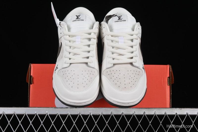 Nike SB Dunk Low LV Collaboration Anniversary Edition Premium Custom Suede Brown Swoosh Low-Top Casual Skate Shoes - LV6188-001