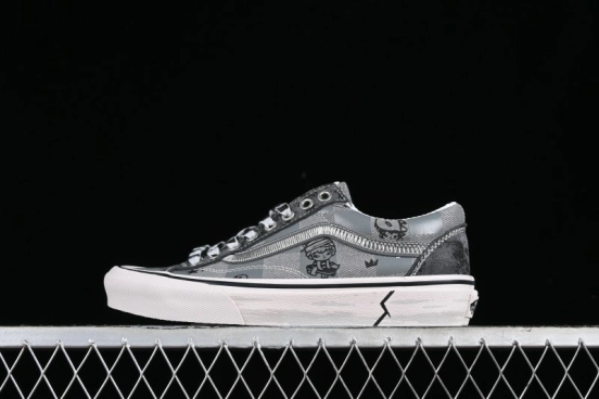 Vans HIRONO x Vans UA Style 36 Va Low Top Skate Shoes with Cracked Leather and Checkerboard Design - VN000CDEN43
