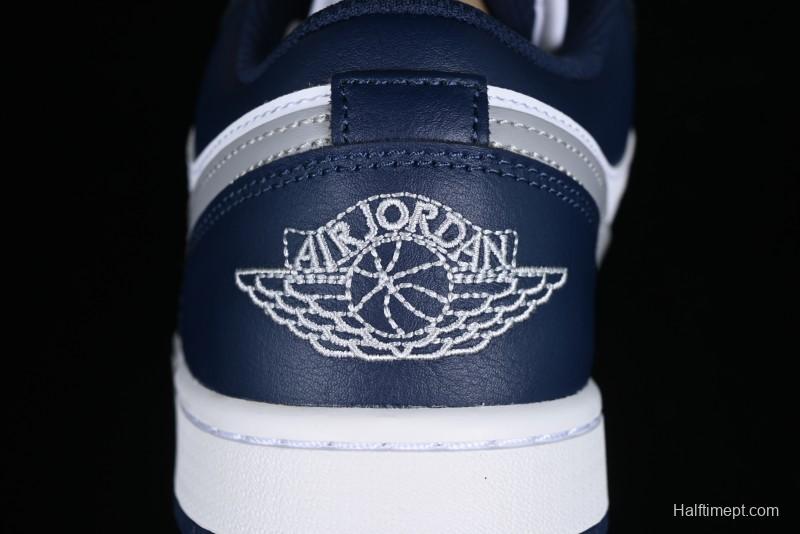 Nike Air Jordan 1 Low AJ1 White Blue Grey Low Top Lifestyle Basketball Shoes - 553558-141