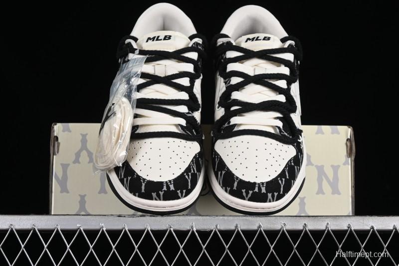 Nike SB Dunk Low MLB Strap Collaboration - Black Denim Print Anniversary Custom Low-Top Casual Sneakers - SJ2068-251