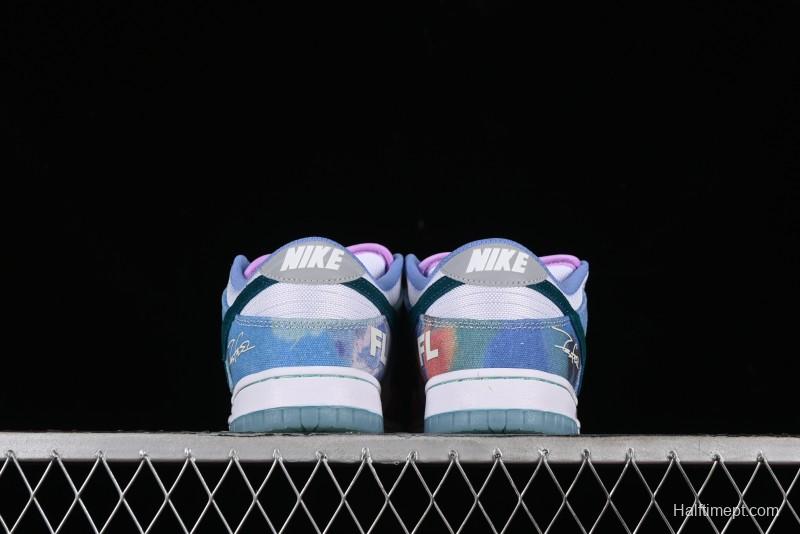Nike Futura x Dunk Low Pro SB Skate Shoes with Tie-Dye Design - HF6061-400