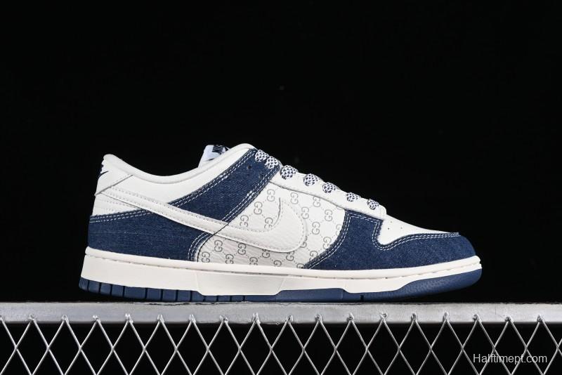 Nike SB Dunk Low Gucci Collaboration - Denim with Light Blue Swoosh Anniversary High-End Custom Low-Top Casual Sneakers - FC1688-141