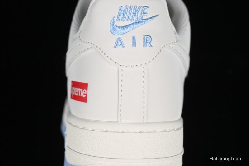 Nike Air Force 1 '07 Low Supreme Collaboration - White Blue Colorblock Low-Top Casual Sneakers BB9599-202