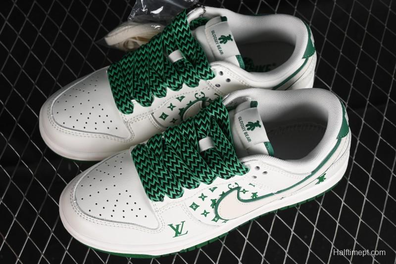 Nike SB Dunk Low LV Collaboration - Beige Green Glow in the Dark Violent Bear Anniversary High-End Custom Sneakers - SJ2068-241