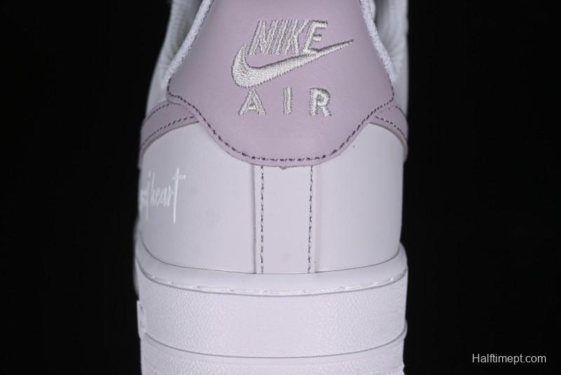 Nike Air Force 1 '07 Low Casual Sneakers with Anime-Inspired Light Gray Purple Spray Paint Design - DY8899-004