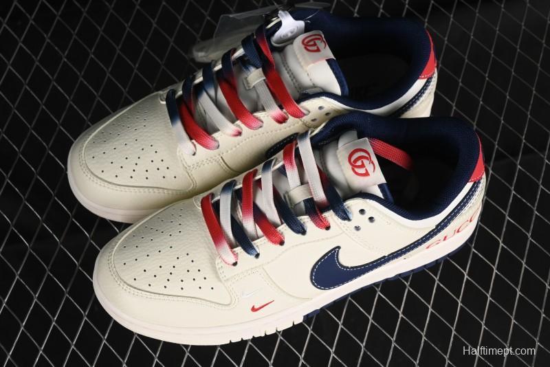 Nike SB Dunk Low Gucci Collaboration - Beige Blue Patchwork Anniversary High-End Custom Low-Top Casual Sneakers - XY1688-003