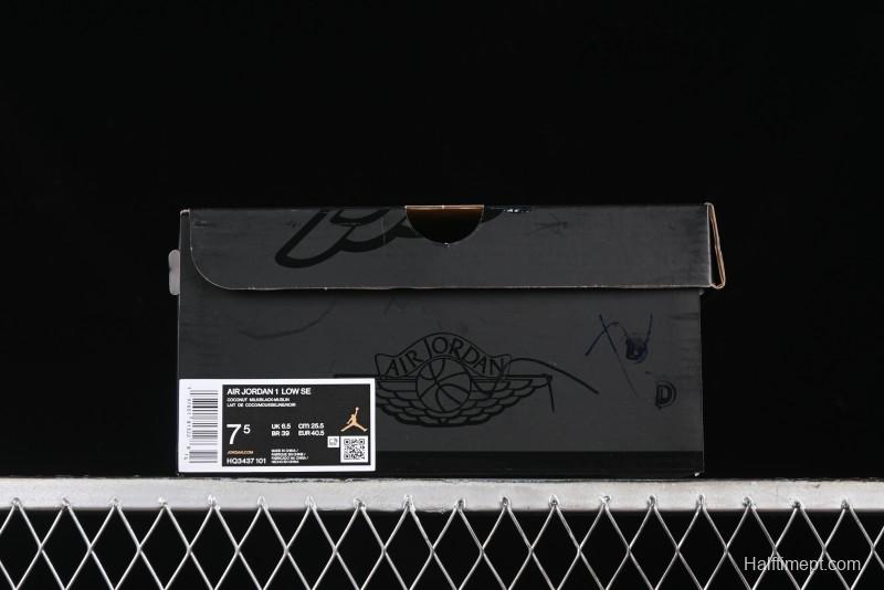 Nike Air Jordan 1 Low "Coconut Milk Black" Casual Basketball Shoes with Team Gold Accents - HQ3437-101