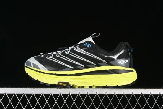 Hoka Mafate Three 2 Ultra-Lightweight Cushioned Trail Running Shoes with Vibram Outsole - 1141572 BHK