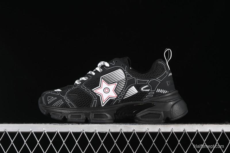 Dior Chrono Round Toe Lace-Up Lifestyle Casual Running Sneakers - 6865 WHITE BLACK