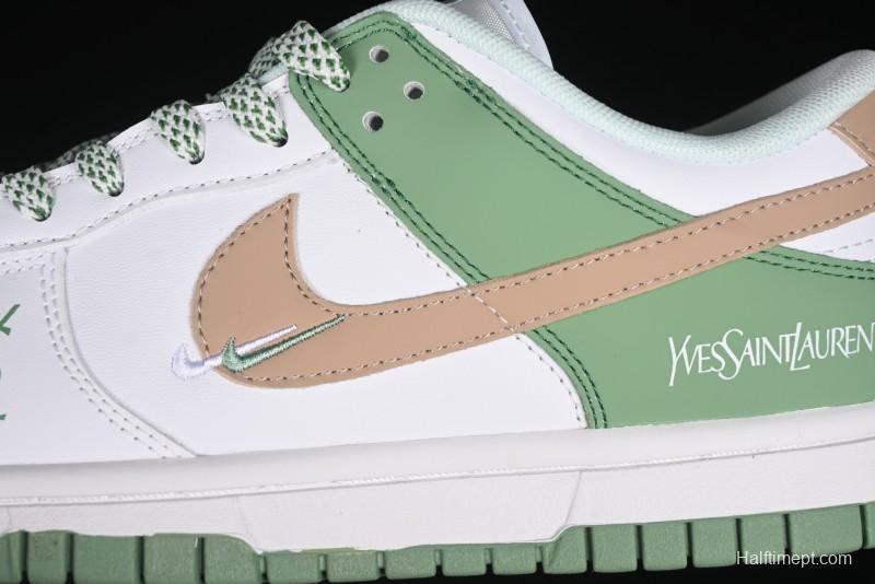Nike SB Dunk Low YSL Series - White Green Brown Swoosh Anniversary High-End Custom Low-Top Casual Sneakers - GF2409-169