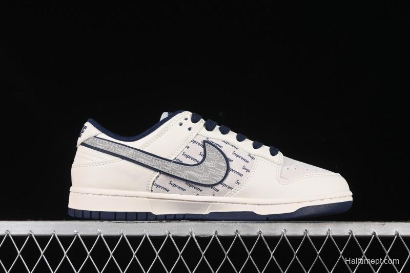 Nike SB Dunk Low Supreme Collaboration - Off-White Double Swoosh Anniversary Custom Low-Top Casual Sneakers - XX2025-288