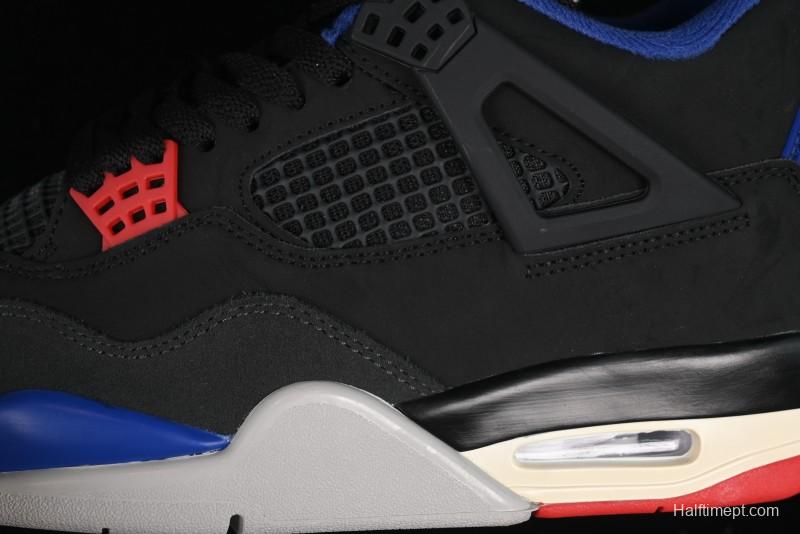 Nike Air Jordan 4 Retro Basketball Shoes in Black, Blue and Neutral Grey - FV5029-003