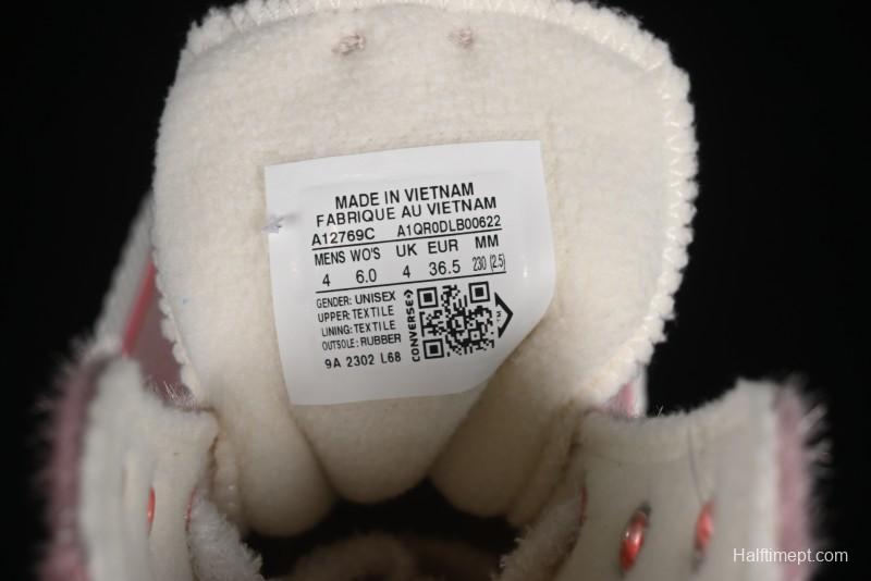 Converse Zoo Happy Pets Series High-Top Casual Sneakers with Plush Lining for Autumn Winter - A12769C