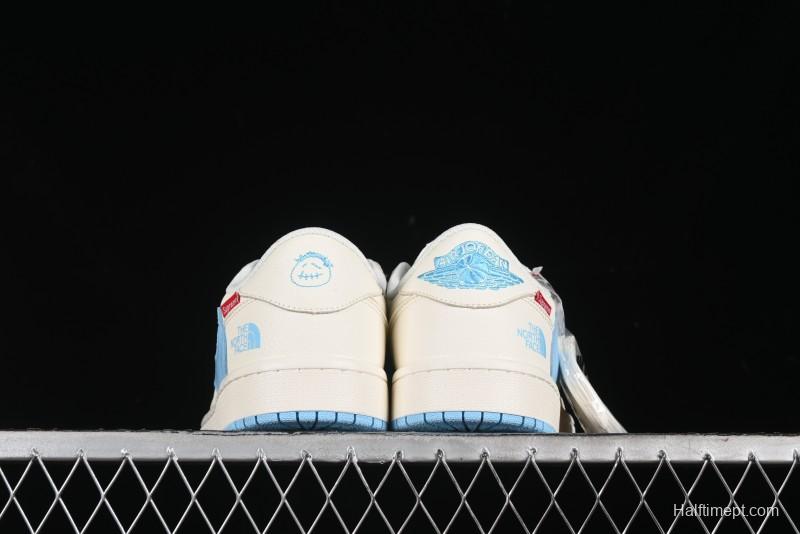 Nike Travis Scott x Fragment Design x Air Jordan 1 Low OG SP AJ1 Supreme North Face Collaboration - DIY1688-002