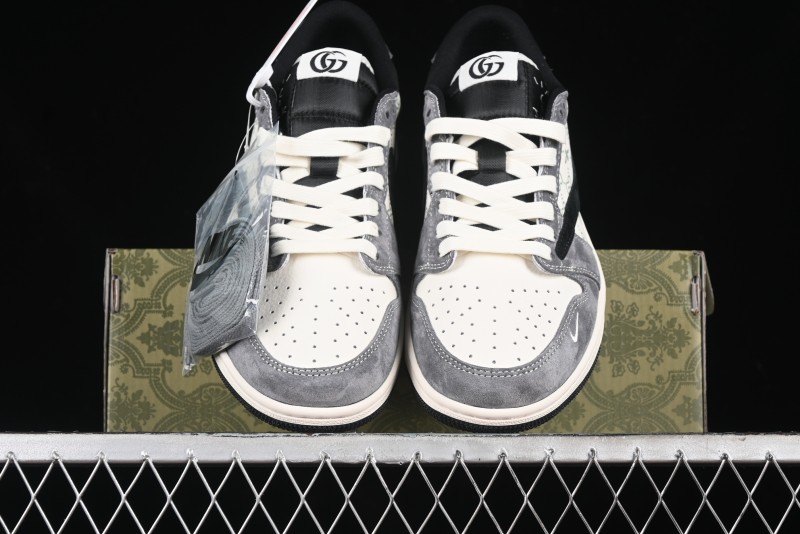 Nike Travis Scott x Fragment Design x Air Jordan 1 Low OG SP AJ1 Gucci Collaboration - Black Hook Dragonfly Low-top Casual Sneakers - SJ2068-137