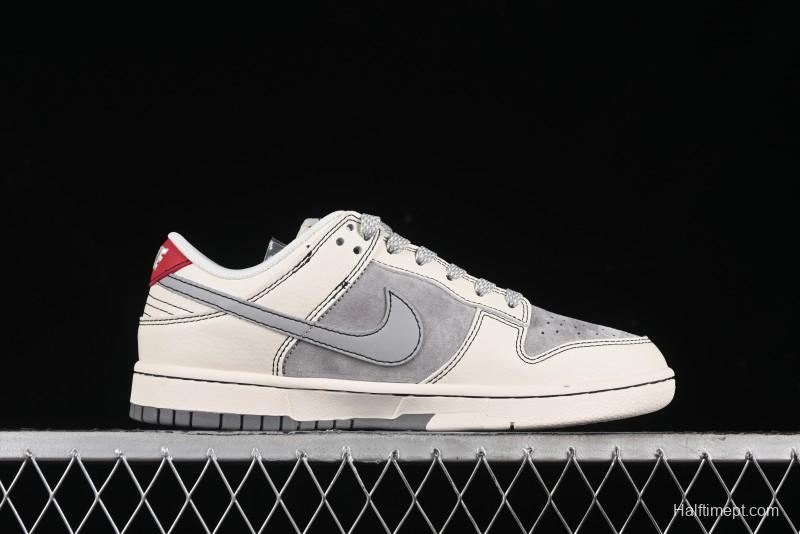 Nike SB Dunk Low Stussy Collaboration - Light Grey White Anniversary High-End Custom Low-Top Casual Skate Shoes - SJ2068-302