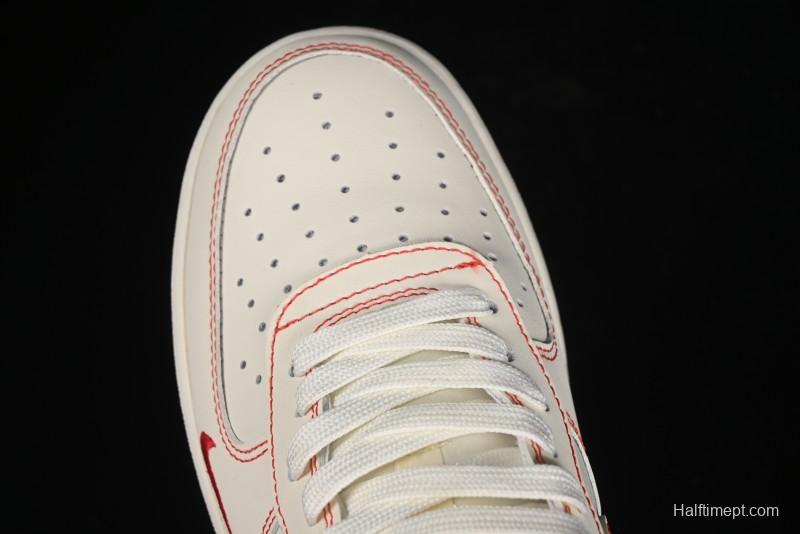 Nike Air Force 1 '07 Low Comme des Garcons Collaboration - Off-White Red Line Low-Top Casual Sneakers - KK3333-001