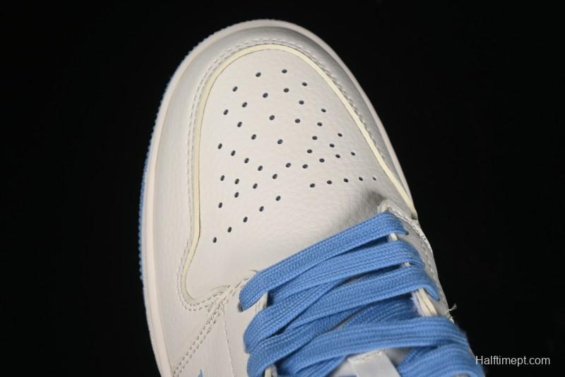 Nike Air Jordan 1 Low LV Collaboration - Light Blue Print Retro Basketball Shoes - WG8850-008