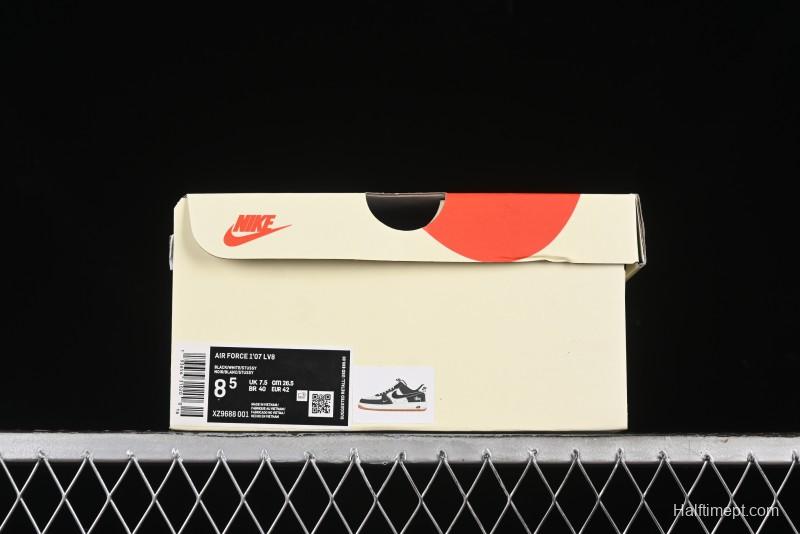 Nike Air Force 1 '07 Low Stussy Collaboration - Black Gum Marked Swoosh Low-Top Casual Sneakers - XZ9688-001