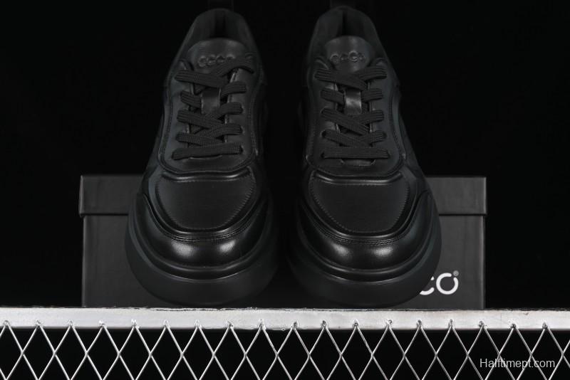 Ecco Street ACE Series Autumn New Retro Fashion Genuine Leather Platform Casual Sneakers - 63336101001