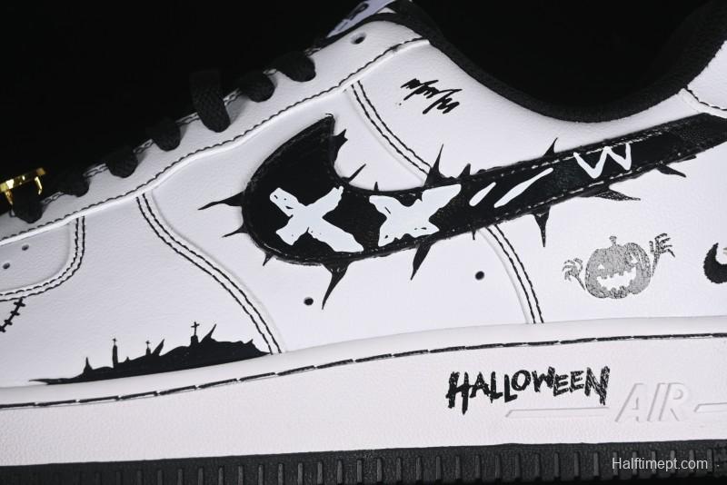 Nike Air Force 1 '07 Low Casual Sneakers with Black and White Hand-Drawn Anime Design - CT2585-100