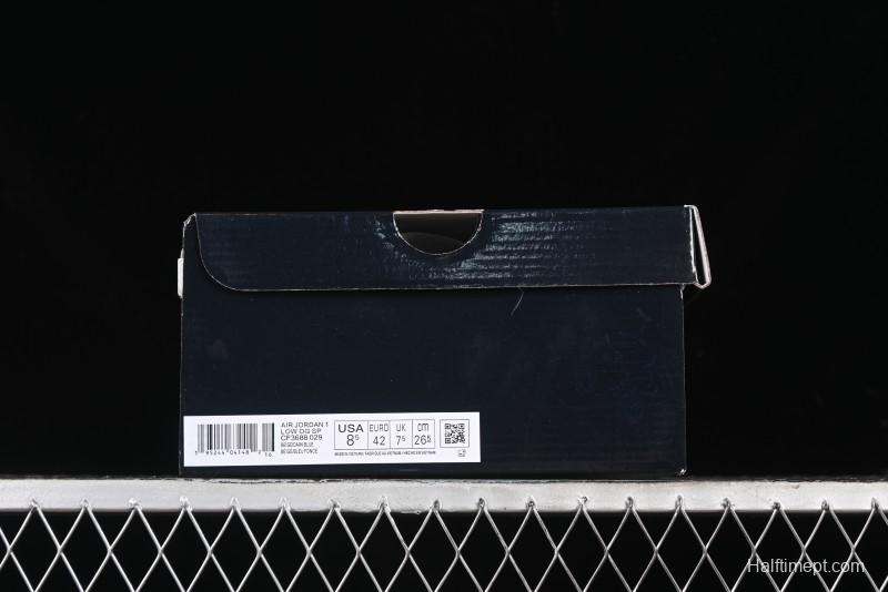 Nike Travis Scott x Fragment Design x Air Jordan 1 Low OG SP AJ1 Retro Sneakers with Stone Pattern - CF3688-029