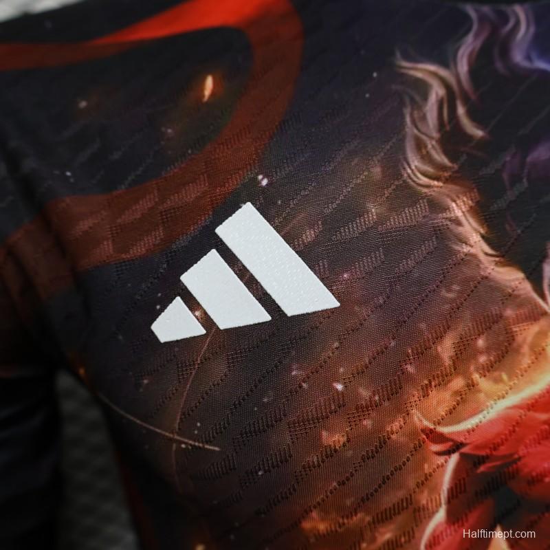 Player Version 2025 Japan NA ZHA Black with Fire & Ice Warrior Jersey