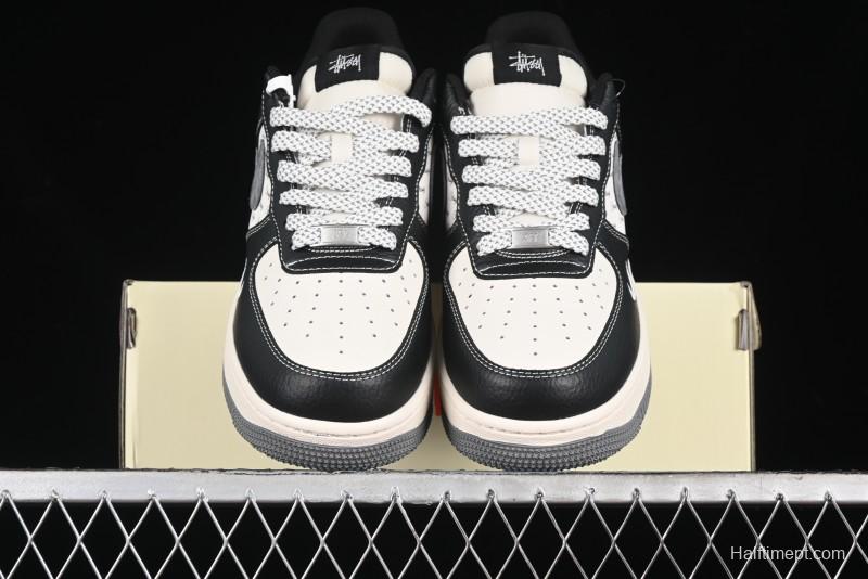 Nike Air Force 1 '07 Low Stussy Collaboration - Black Grey Casual Sneakers - XZ3328-566