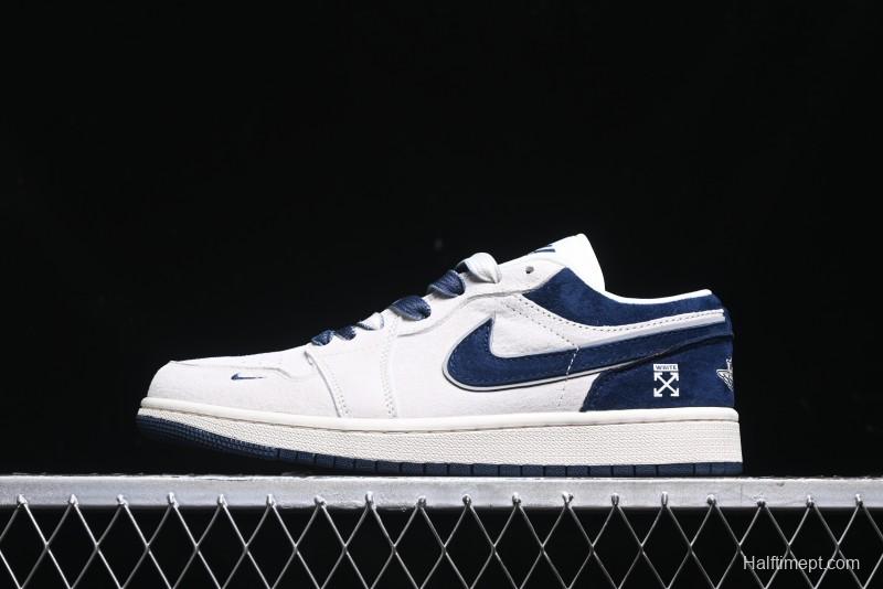 Nike Air Jordan 1 Low OF Collaboration - Premium Custom Retro Basketball Shoes in Blue Grey - DM9188-003