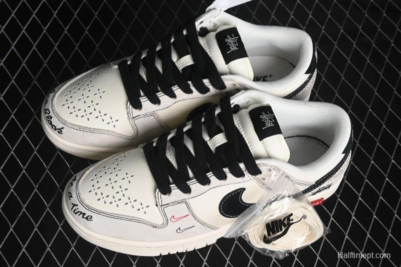Nike SB Dunk Low Stussy Collaboration - Embroidered Black Swoosh Anniversary High-End Custom Low-Top Casual Sneakers - MM1089-031
