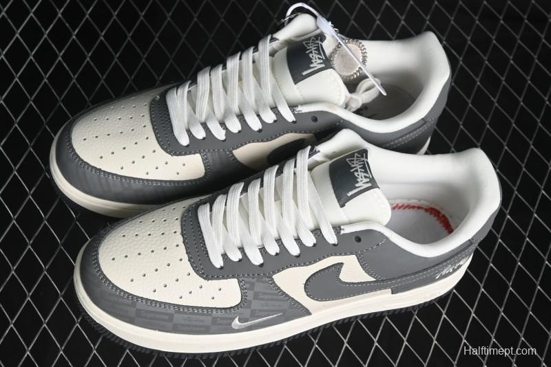 Nike Air Force 1 '07 Low Stussy Collaboration - Light Bone Shadow Low-Top Casual Sneakers - DF0180-008