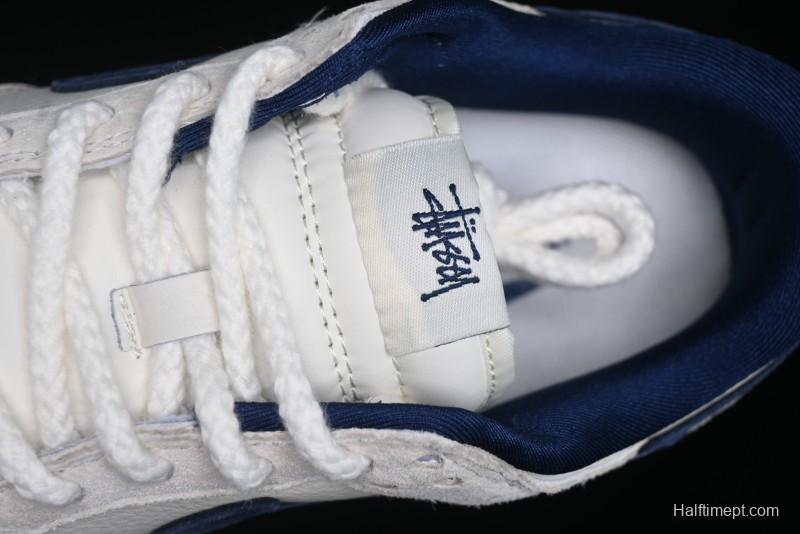 Nike SB Dunk Low Supreme x Stussy Triple Collaboration - Off White Navy Swoosh Anniversary High-End Custom Low-Top Casual Skate Shoes - SJ2068-271