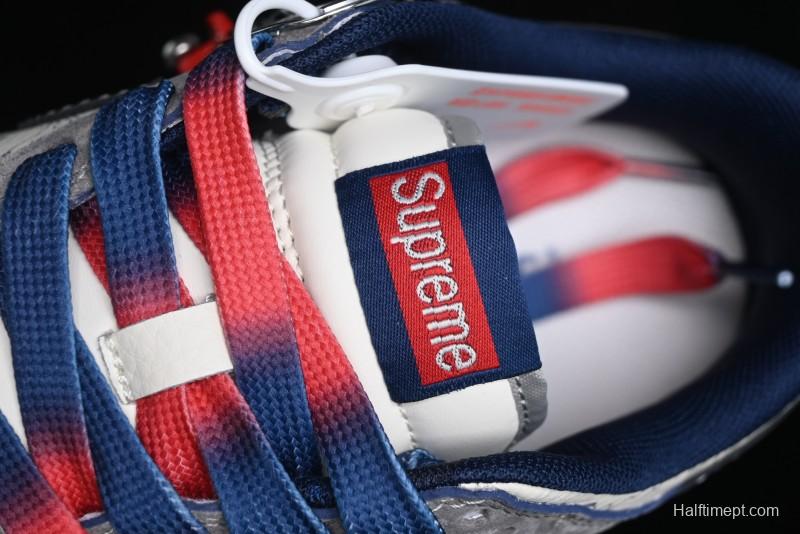 Nike SB Dunk Low Supreme Collaboration - Grey White Dark Blue Swoosh Anniversary High-End Custom Low-Top Casual Skate Shoes - DM6868-005