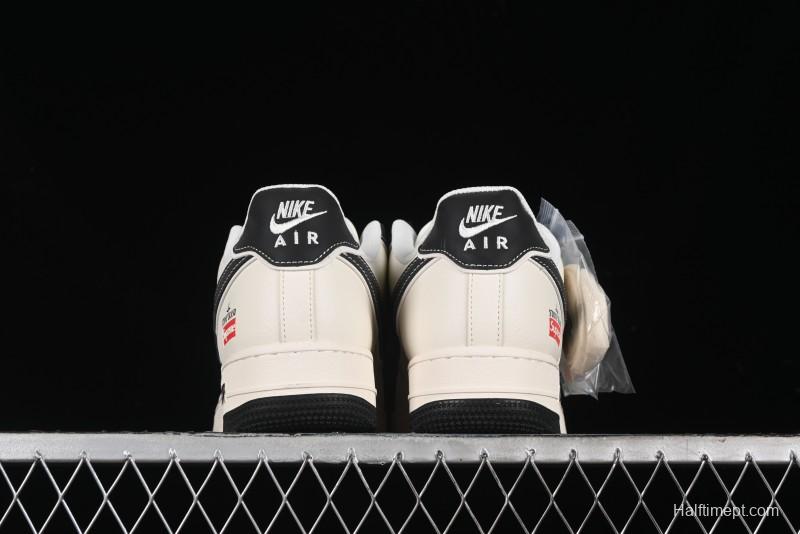 Nike Air Force 1 '07 Low Stone Island x Supreme Collaboration - Off-White Black Heel Casual Sneakers - BB1616-307
