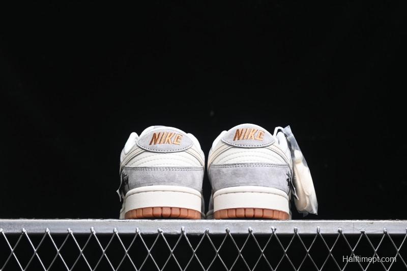 Nike SB Dunk Low Stussy Collaboration - Patchwork Black White Swoosh Anniversary Custom Low-Top Skate Shoes - DM6868-003