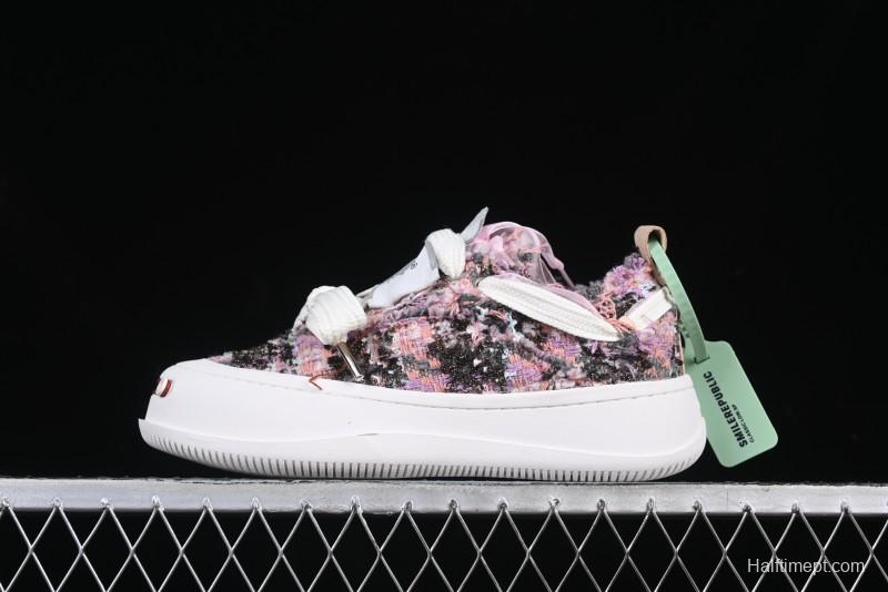 SMILEREPUBLIC SMILE Canvas Sneakers with Cut Wool Fringe and Unique Weaving - G.D4