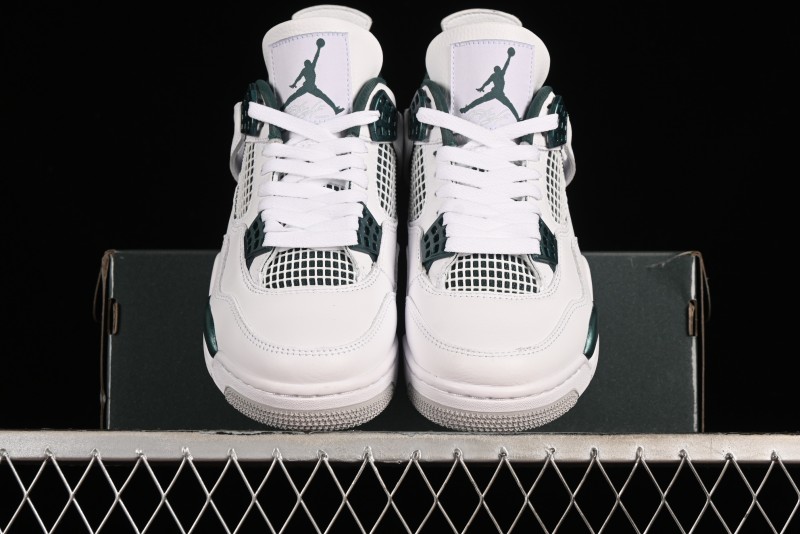 Nike Air Jordan 4 Retro Sneakers with Oxidized Green Accents and Visible Air Cushion - AQ8138-103