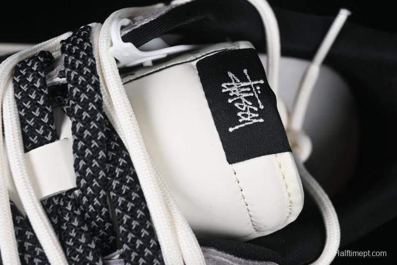 Nike Travis Scott x Fragment Design x Air Jordan 1 Low OG SP AJ1 Stussy Collaboration - Black Hook Dual-Tone Drawstring Low-Top Casual Sneakers - SJ0086-139