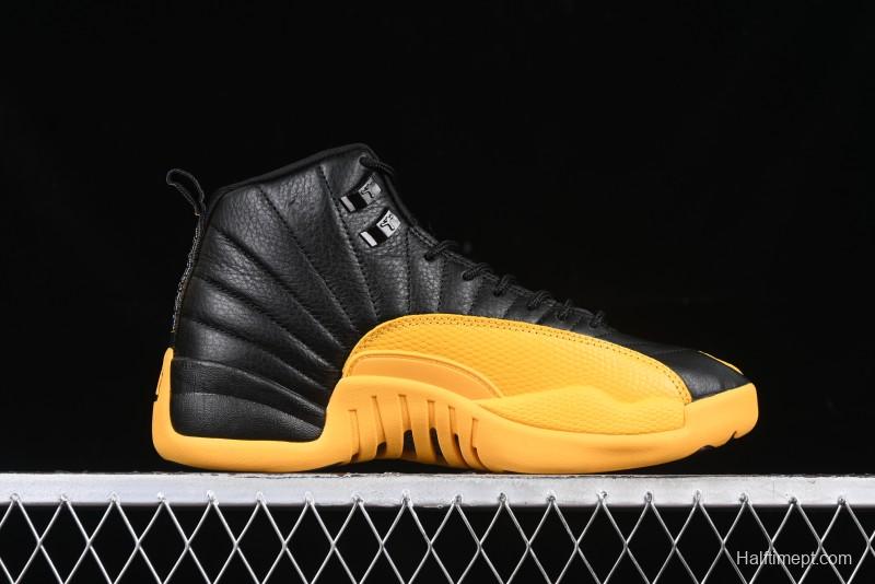 Nike Air Jordan 12 Retro Basketball Shoes in Black and Yellow - 130690-070